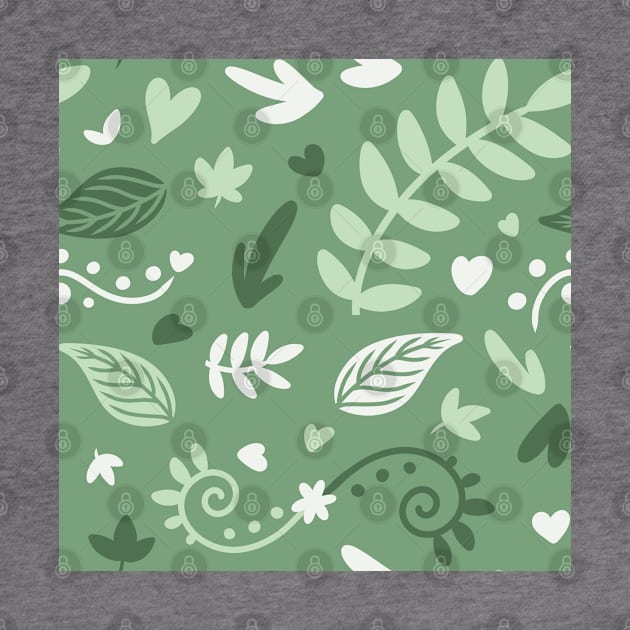 Cute Green Leaf Nature Pattern by mil.creates